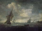 PORCELLIS, Jan Ships on the Heavy Seas oil